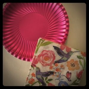 14 shiny pink paper plates 28 napkins MOTHER'S DAY